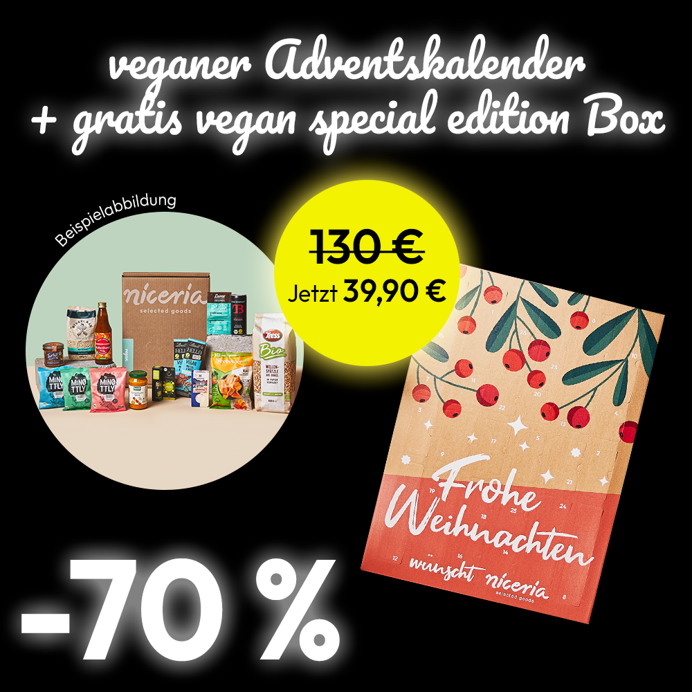 veganer Adventskalender + Gratis vegan special edition Box