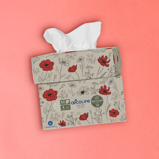 Recycling-Taschentücher Mohnblumen